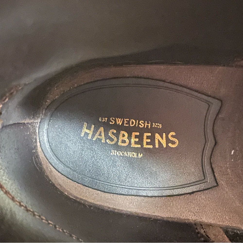 Swedish Hasbeens Zip Front Platform Clog Boot Scandi Size 41 Women Brown Nubuck - Picture 11 of 12